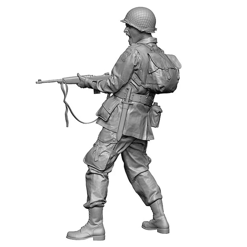WWII American Soldier Shouting with M1 Garand 1/35 Resin Figure Kit - resin model view 4