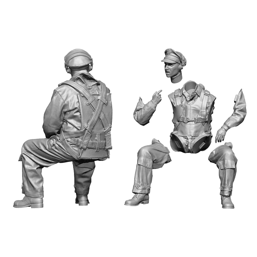 WWII Allied Aircraft Pilot Seated with Flight Gear 1/32 Resin Figure Set - resin model view 3