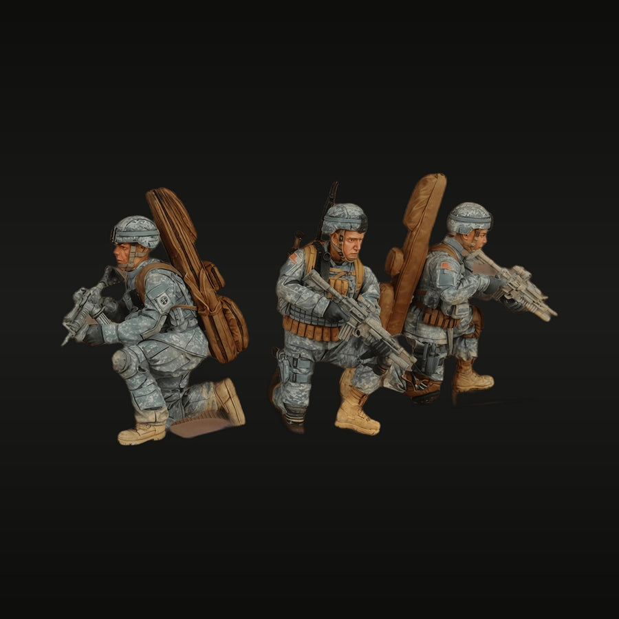 Modern US Army Infantry Soldiers with M4 Carbines 1/35 Resin Figure Kit - unpainted resin model kit