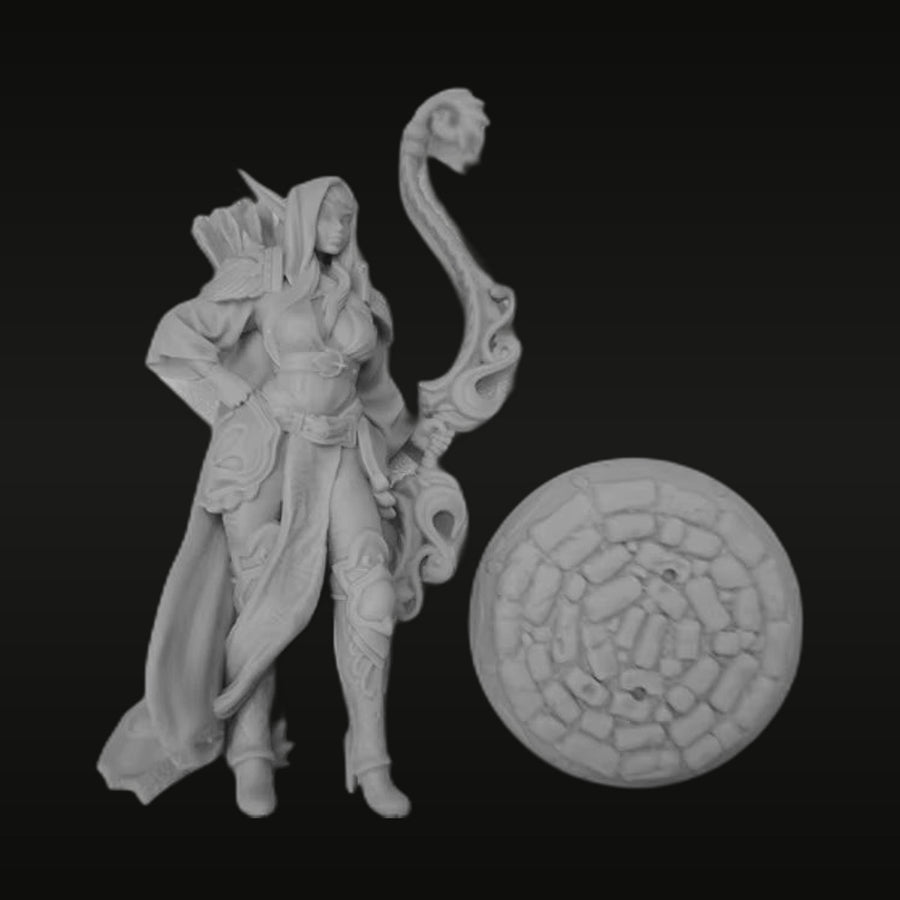 Fantasy Female Sorceress with Skull Staff 1/35 Resin Figure Kit - unpainted resin model kit