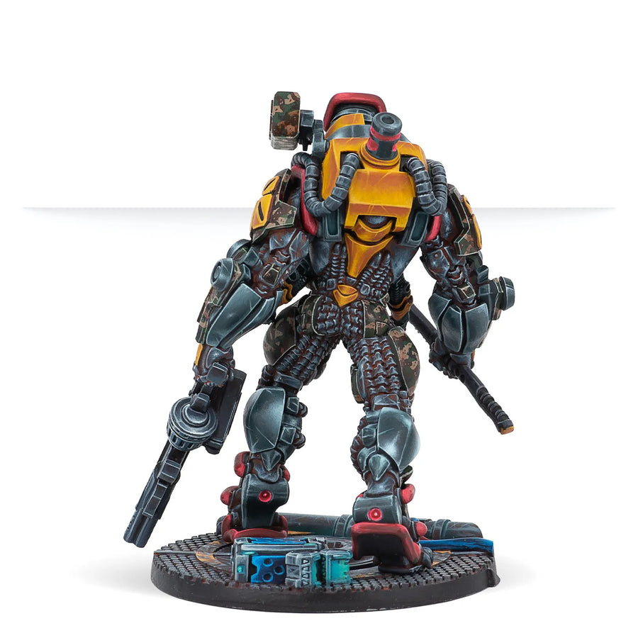 Sci-Fi Camouflage & Yellow Combat Mecha Warrior with Diorama Base 80mm Resin Kit - resin model view 2