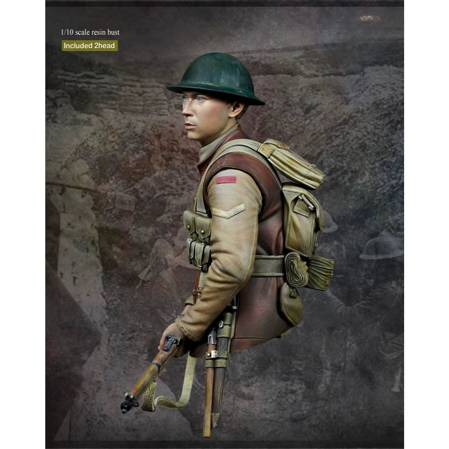 WWI British Soldier Brodie Helmet Bust 1/10 Resin Kit - resin model view 4