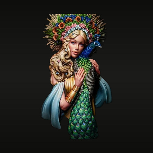 Fantasy Female Elf with Peacock Companion 1/10 Resin Bust