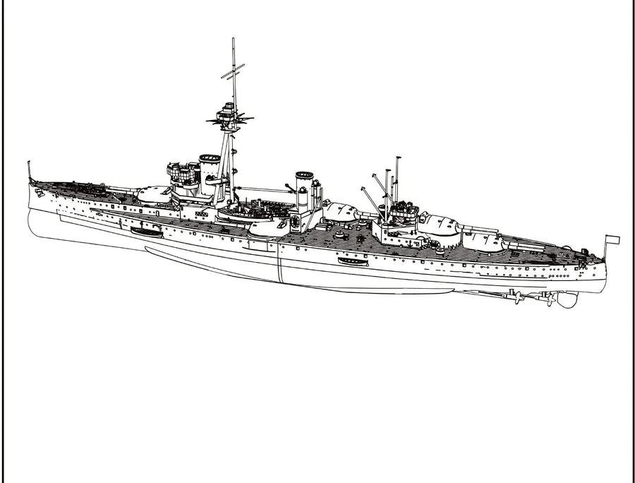 HMS Colossus Battleship 1918 Full Hull MRY-SFW SSC528 1/300 1/400 1/450 1/600 Military Model Kit
