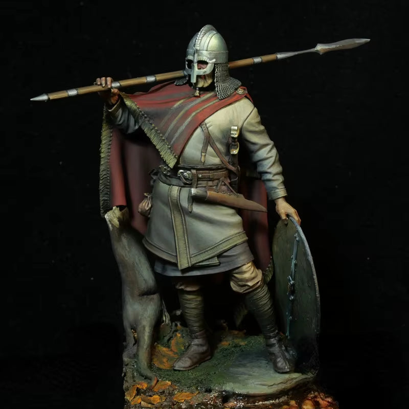 Anglo-Saxon Warrior with Spear and Shield 1/24 Resin Figure Kit - resin model view 2