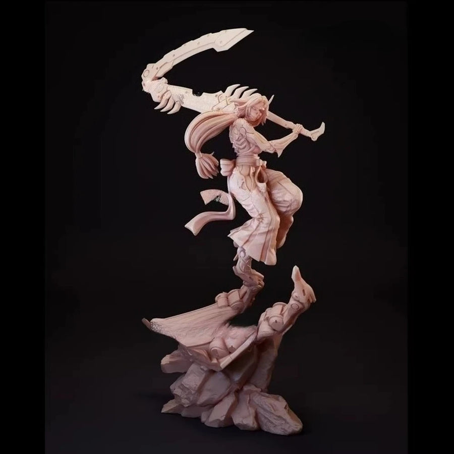 Fantasy Female Warrior with Flowing Hair and Ornamental Armor 75mm Resin Figure Kit - resin model view 2