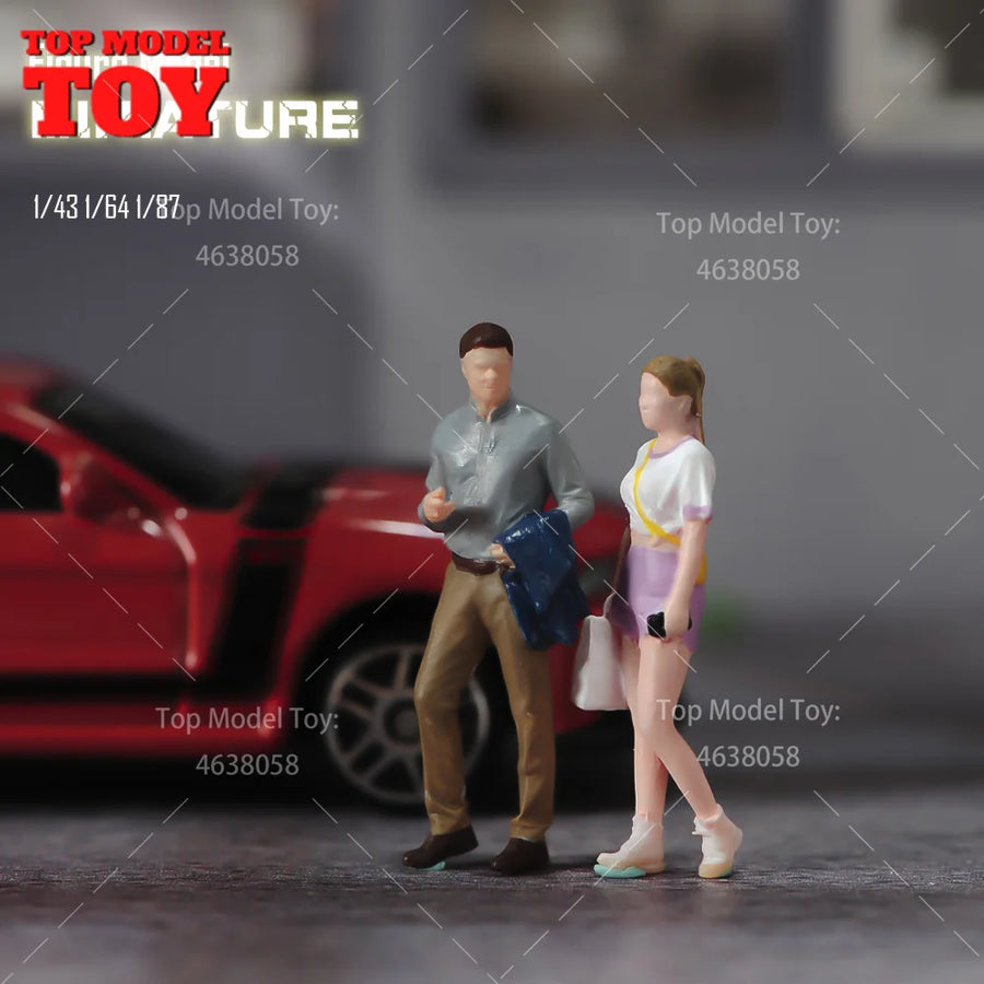 Painted Miniatures 1/87 1/64 1/43 Office Suit Man Fashion Girl Mini Scene Props Doll Figures Model for Cars Vehicles Toys