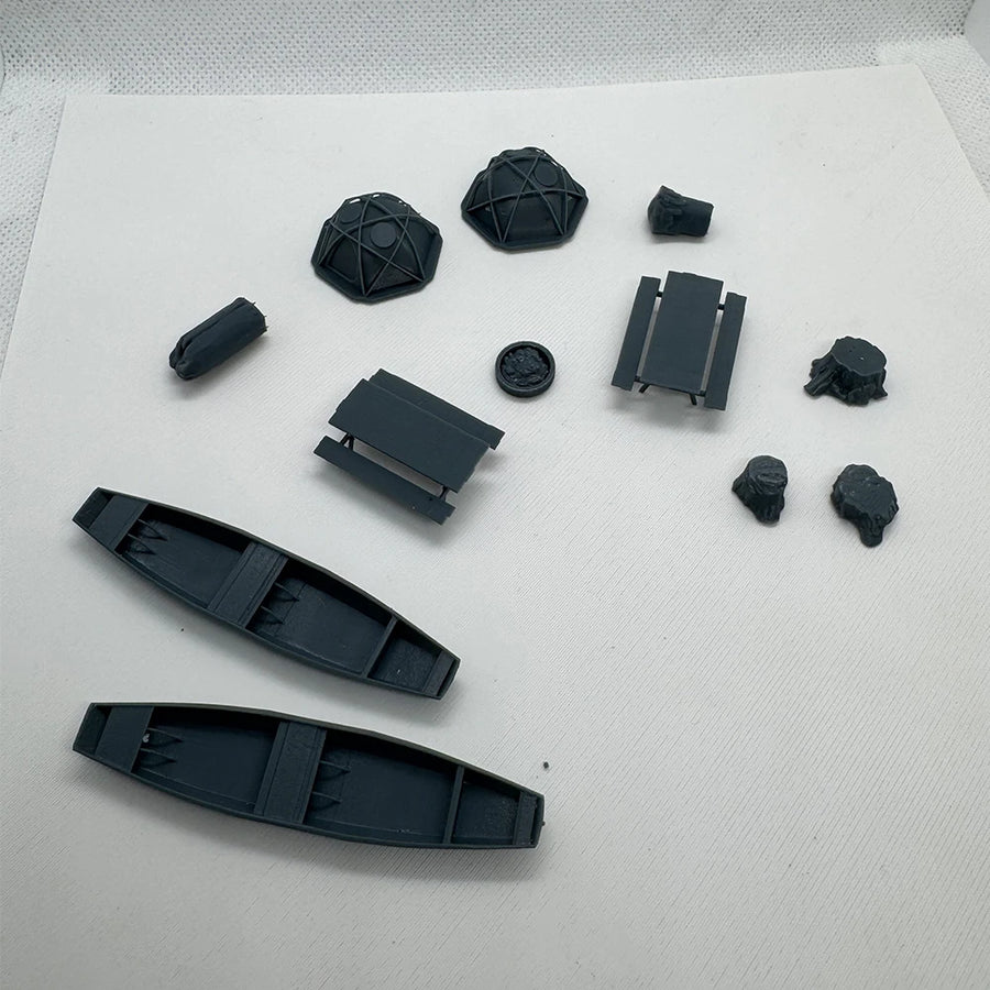 Riverside Campsite Diorama Terrain Set with Boats, Tents & Picnic Tables 28mm Resin Kit - resin model view 4