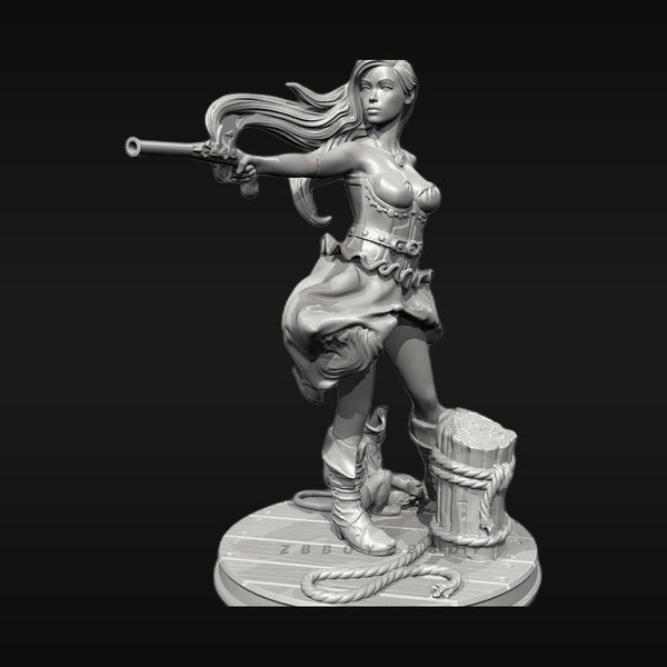 Female Pirate Pinup with Flintlock Pistol 75mm Resin Figure Kit