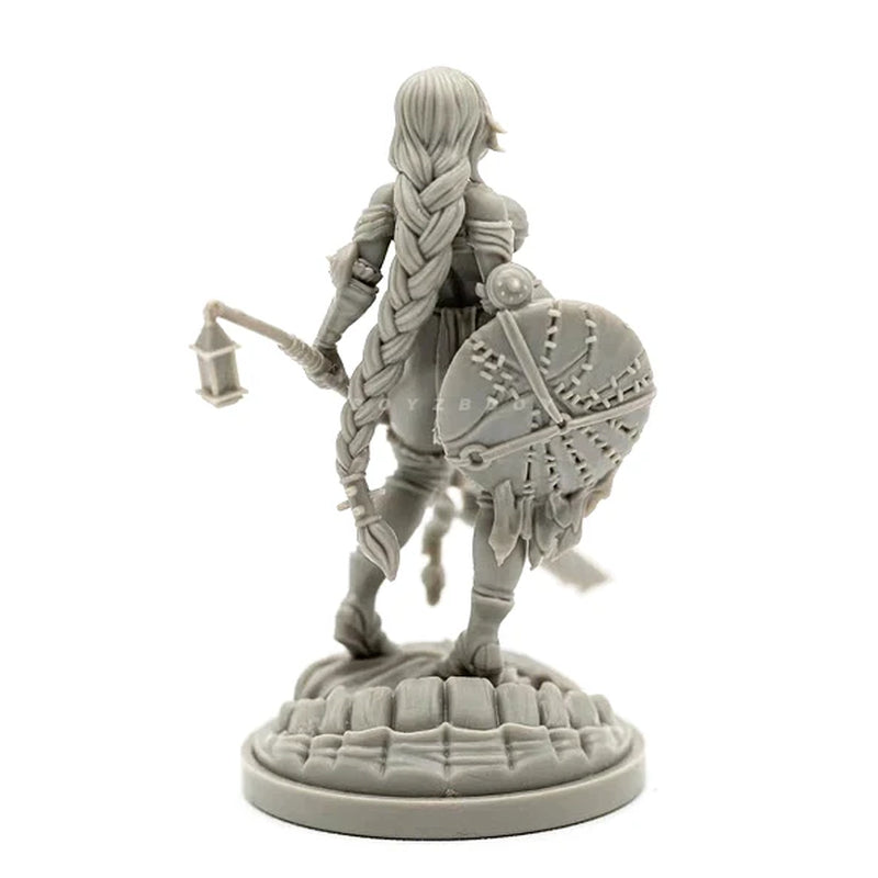 Fantasy Female Barbarian Warrior with Axe and Lantern 38mm Resin Figure Kit - resin model view 3