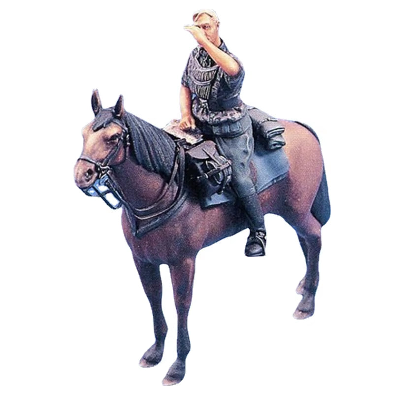 Medieval Mounted Knight with Feathered Helmet & Sword 1/35 Resin Figure Kit - resin model view 2