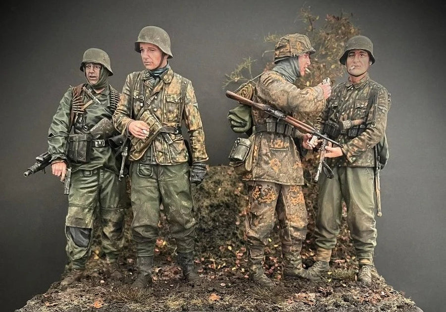 1/16 Scale Die-Cast Resin Figure Model Kit Poteau Ambush Battle Series 4 Figures Unassembled Unpainted No Base
