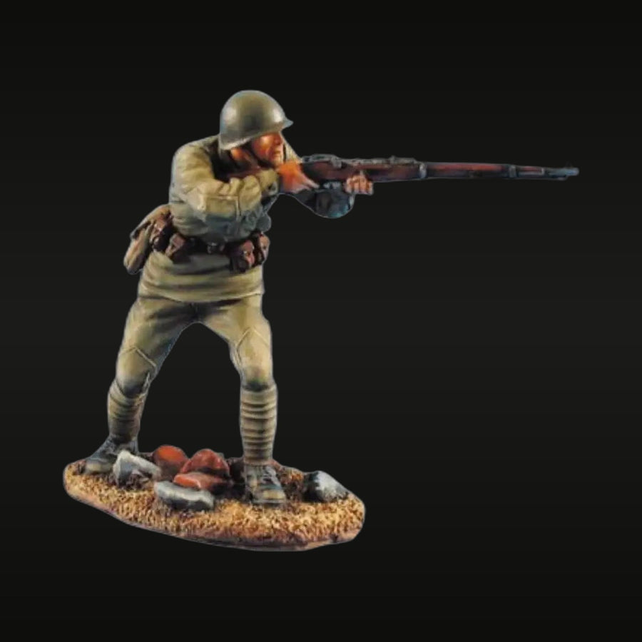 WWII Soviet Infantry Soldier Aiming Mosin-Nagant Rifle 1/35 Resin Figure Kit - unpainted resin model kit