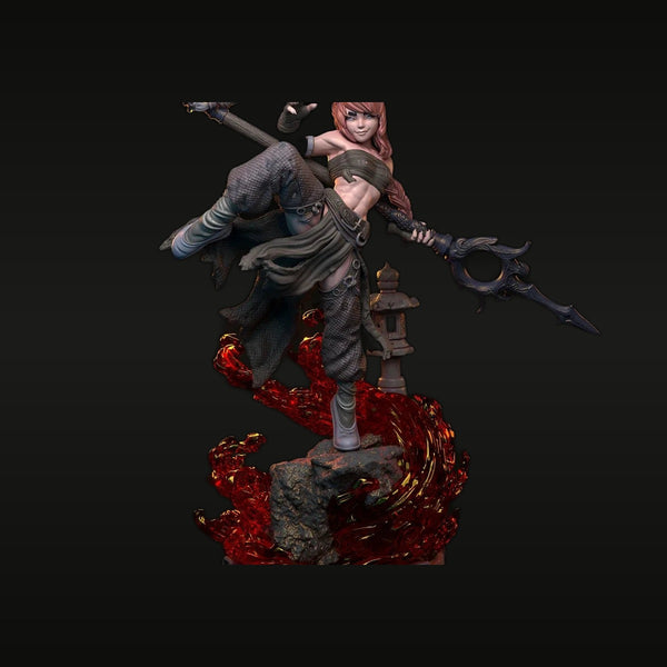 Fantasy Female Cat-Eared Warrior with Dual Axes 38mm Resin Figure Kit