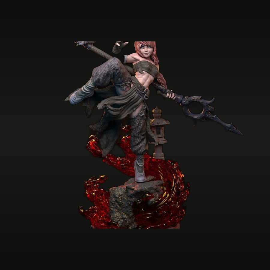 Fantasy Female Cat-Eared Warrior with Dual Axes 38mm Resin Figure Kit - unpainted resin model kit