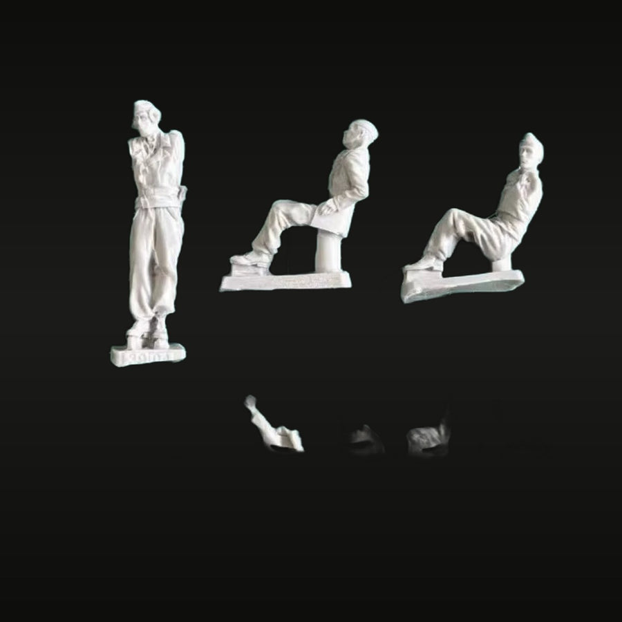 WWII German Tank Crew Seated Figures 1/35 Resin Kit - unpainted resin model kit