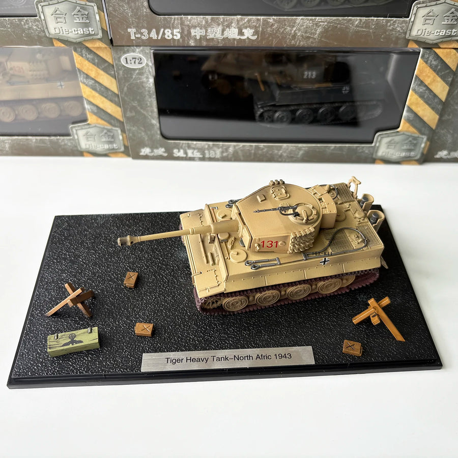 1/72 German Tiger Type Tank Model North Afric Alloy Finished Product Simulation Model for Children Adults Toy Collection Display