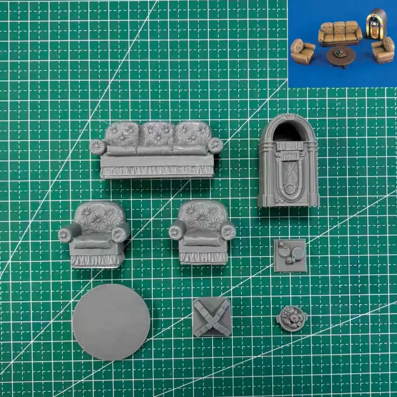 1/35 Vintage Armchair and Radio Set (Resin Terrain) - resin model view 2
