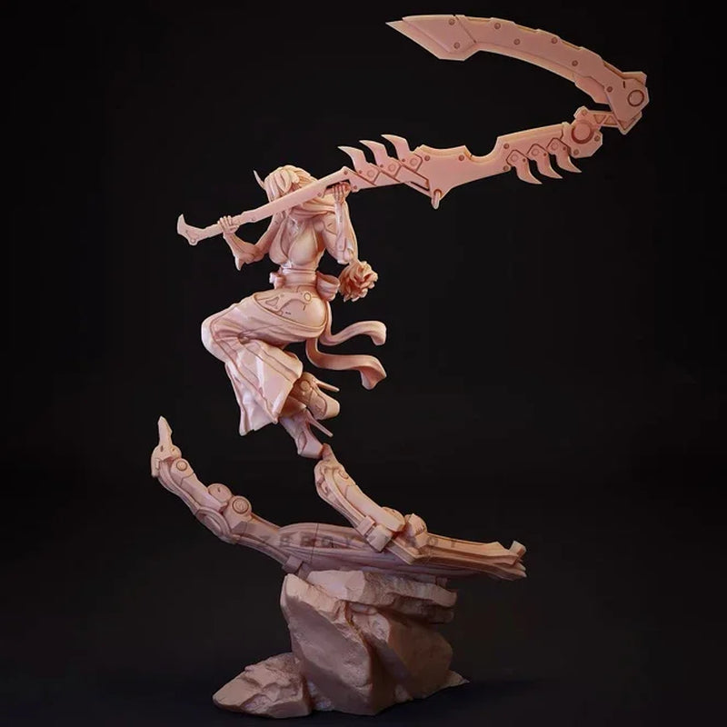 Fantasy Female Warrior with Curved Blade and Claw Gauntlet 75mm Resin Figure Kit - resin model view 3