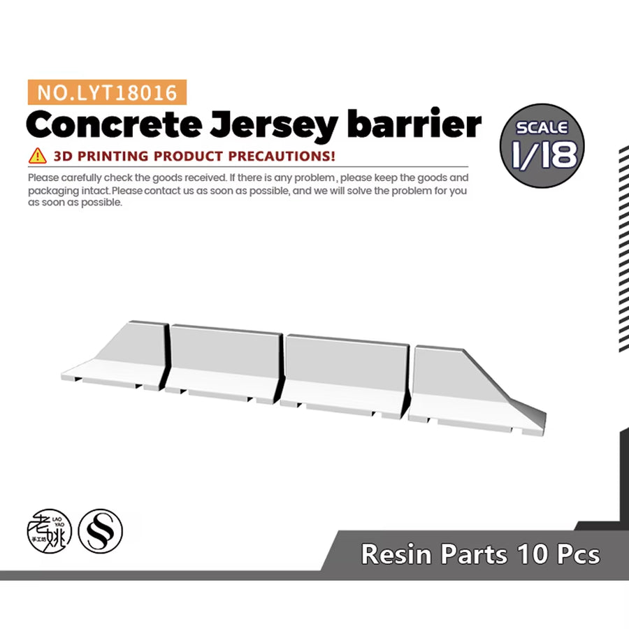 Yao'S Studio LYT016 1/87 1/35 1/72 1/76 Miniature Factory Building Railroad Road Accessory Props Display Concrete Jersey Barrier