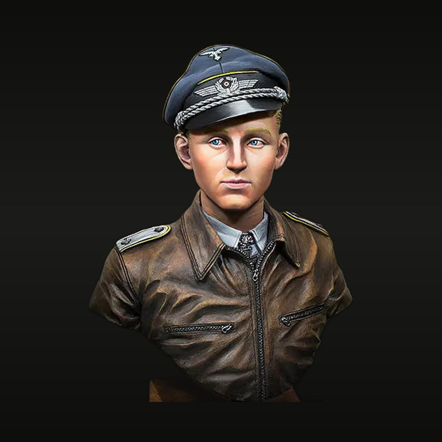 Erich Hartmann Luftwaffe Ace Pilot 1/9th Scale Resin Bust - unpainted resin model kit