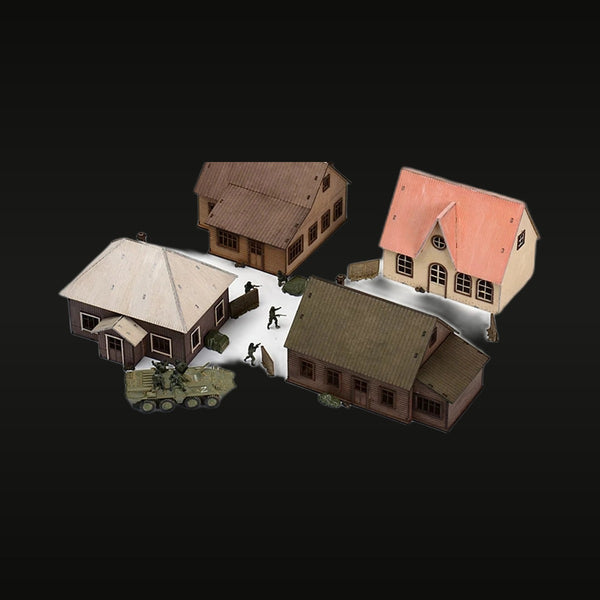 Modern Eastern European Village 4 Houses BTR APC Soldiers 1/72 Resin Diorama Kit