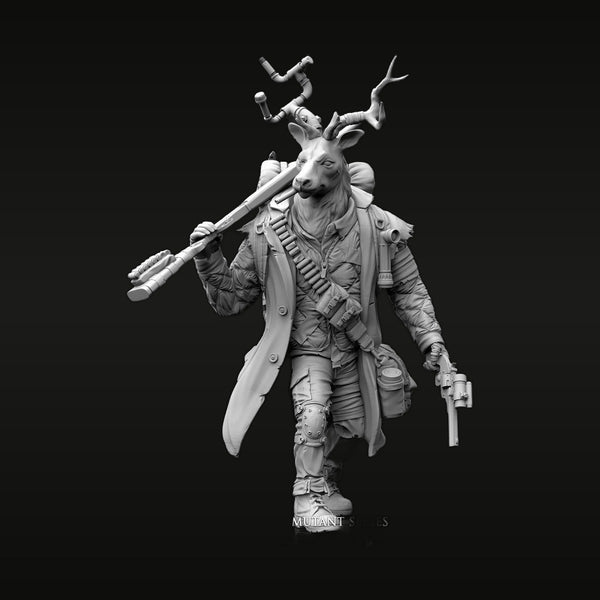 Fantasy Stag Warrior Mulant with Rifle and Pistols 1/24 Resin Figure Kit