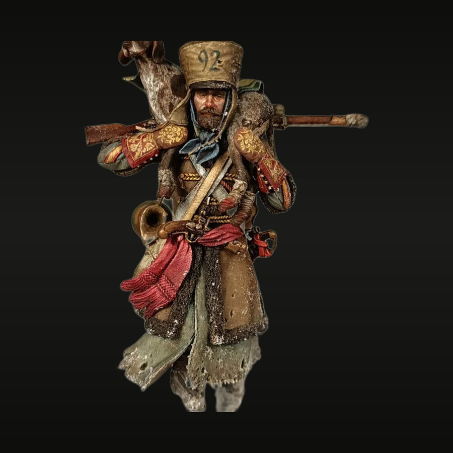 Napoleonic French Cavalry Hussar Officer Mounted 75mm Resin Figure Kit - unpainted resin model kit
