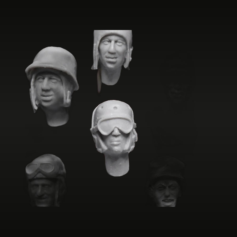 WWII US Army Tank Crew Heads 1/35 Resin Head Set - unpainted resin model kit