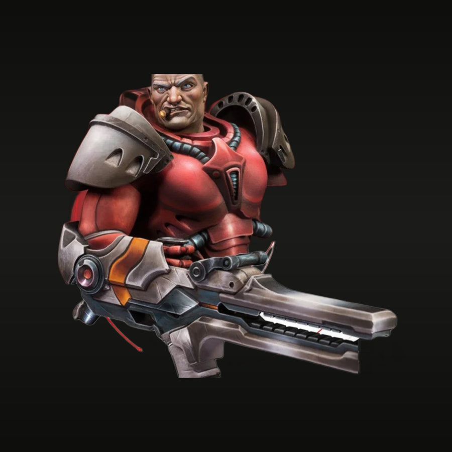 Sci-Fi Red Armor Commando with Plasma Rifle 1/12 Resin Bust - unpainted resin model kit