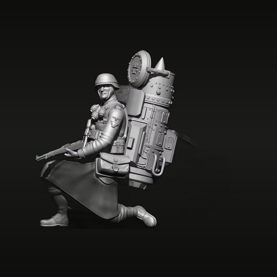 WWII German Soldier with Jetpack 75mm Resin Figure Kit - unpainted resin model kit