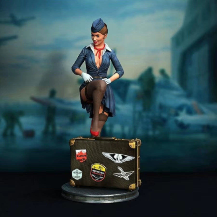 1/24 Scale Resin Figure Assembled Model Kit Stewardess Pinup Hobby Miniature Unassembled and Unpainted DIY Toys