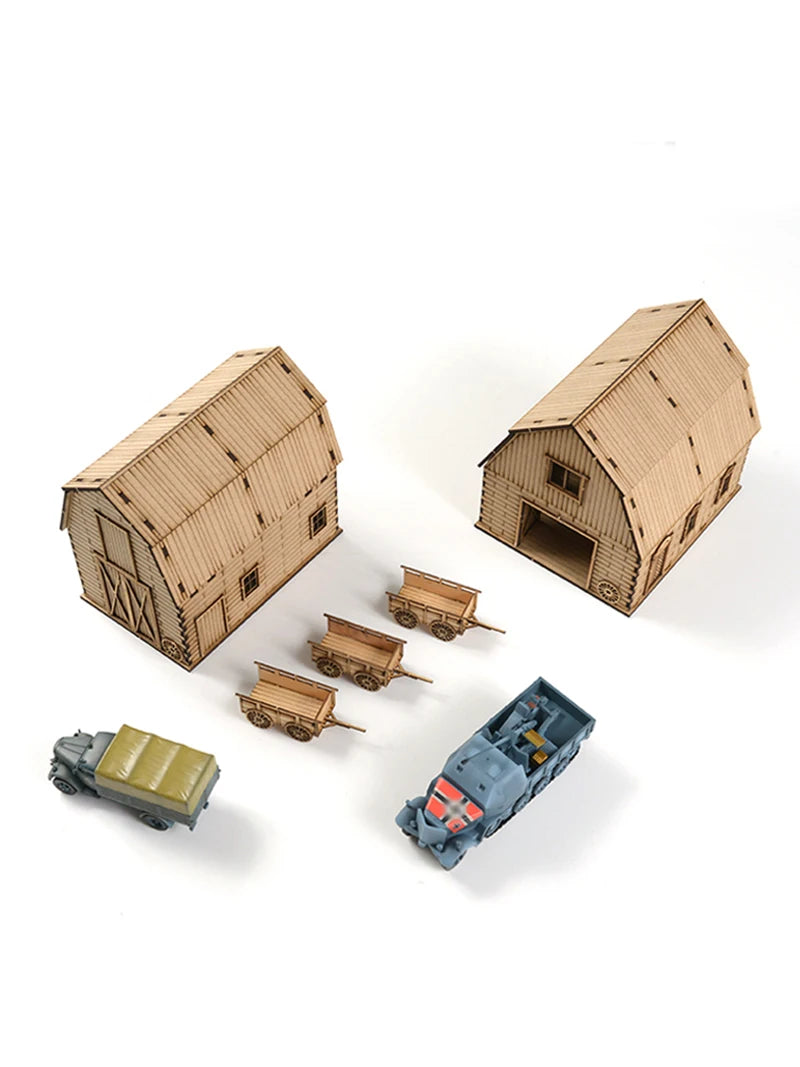 1/72 Wooden Building Model Kits Construction Scene Granary Houses Hobby Making Scene Accessories Tools Diorama Kit