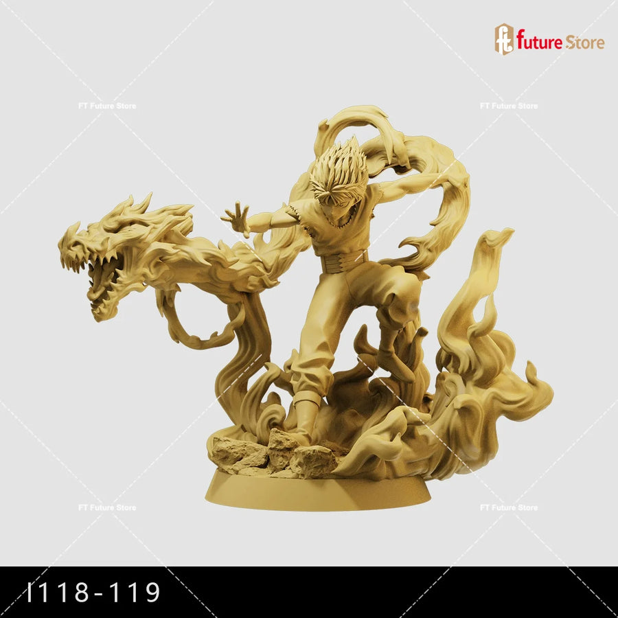Anime Boy Spiky Hair Dynamic Jumping Pose 1/64 Resin Figure Kit - resin model view 3