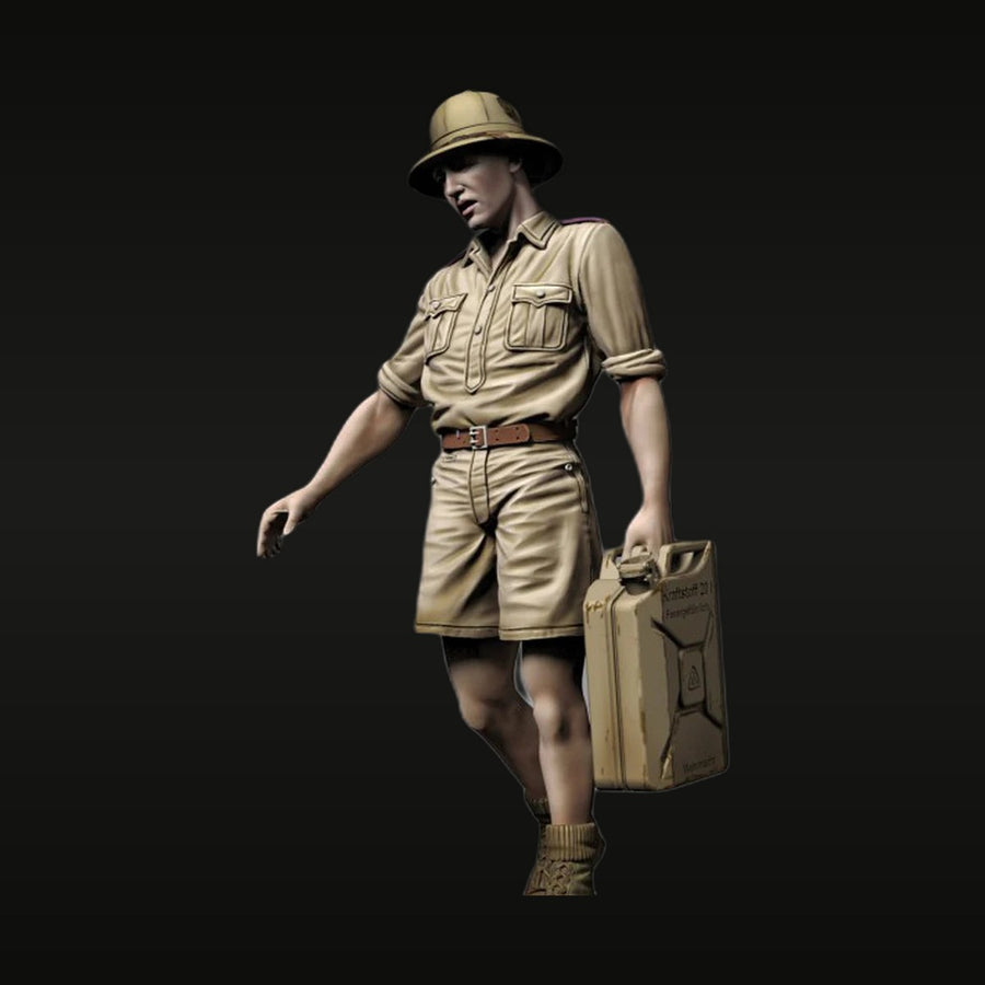 WWII German Afrika Korps Female Soldier with Jerrycan 1/35 Resin Figure Kit - unpainted resin model kit