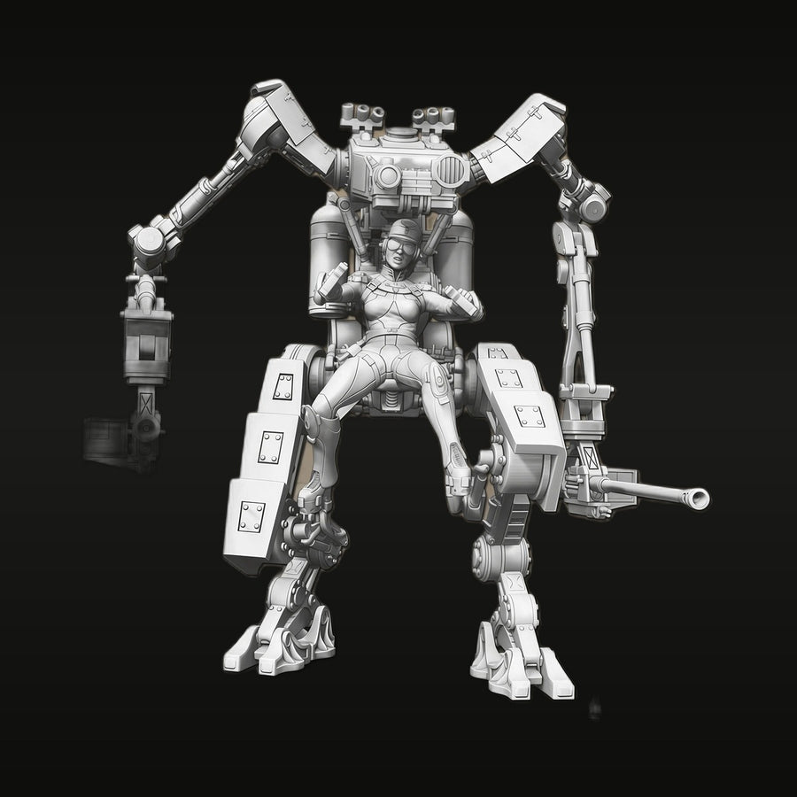 Sci-Fi Female Pilot I.G.G. Gazelle Infantry Mech Suit 1/35 Resin Kit - unpainted resin model kit