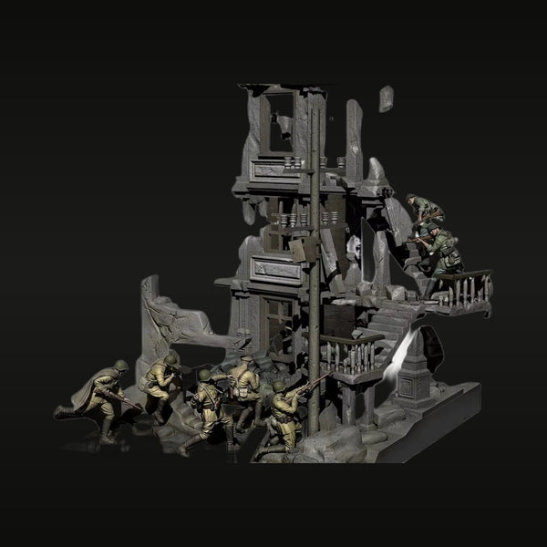 WWII Eastern Front Urban Combat Diorama Set 1/35 Resin Kit