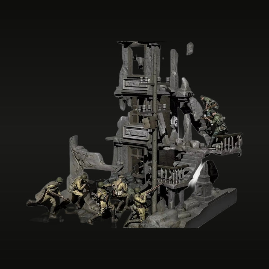 WWII Eastern Front Urban Combat Diorama Set 1/35 Resin Kit - unpainted resin model kit
