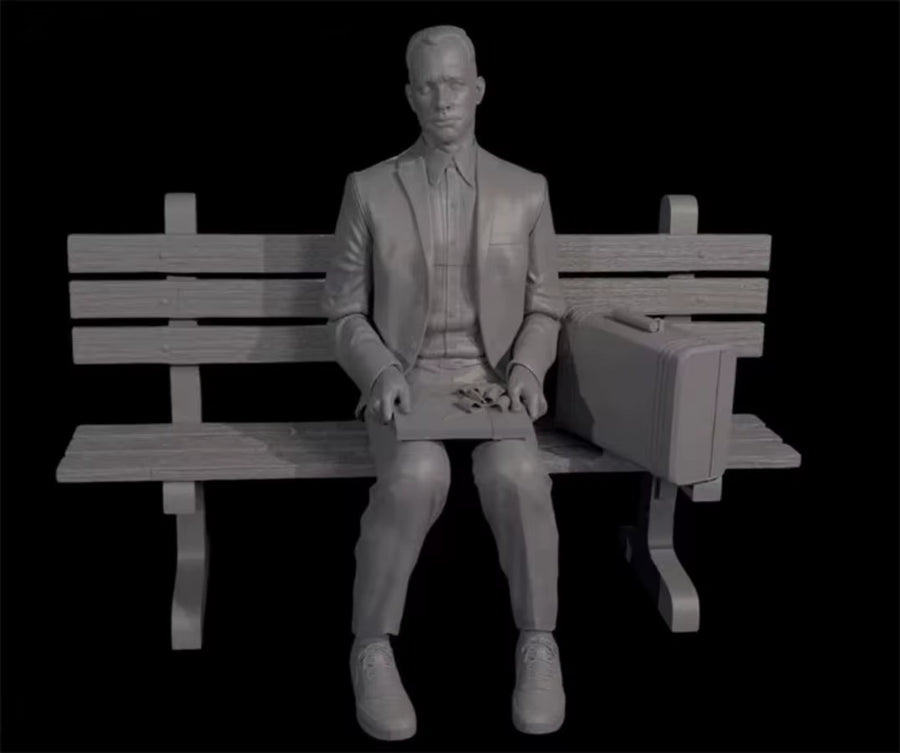 Civilian Female Seated on Park Bench 1/24 Resin Figure Kit - resin model view 4