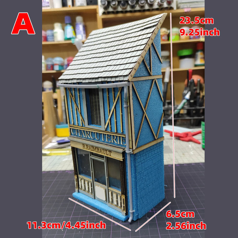 Assembly Architectural Sand Table Europe Building House Shop Home Multi-Storey Residential Cafe Diorama Scale Model Kit 1/35