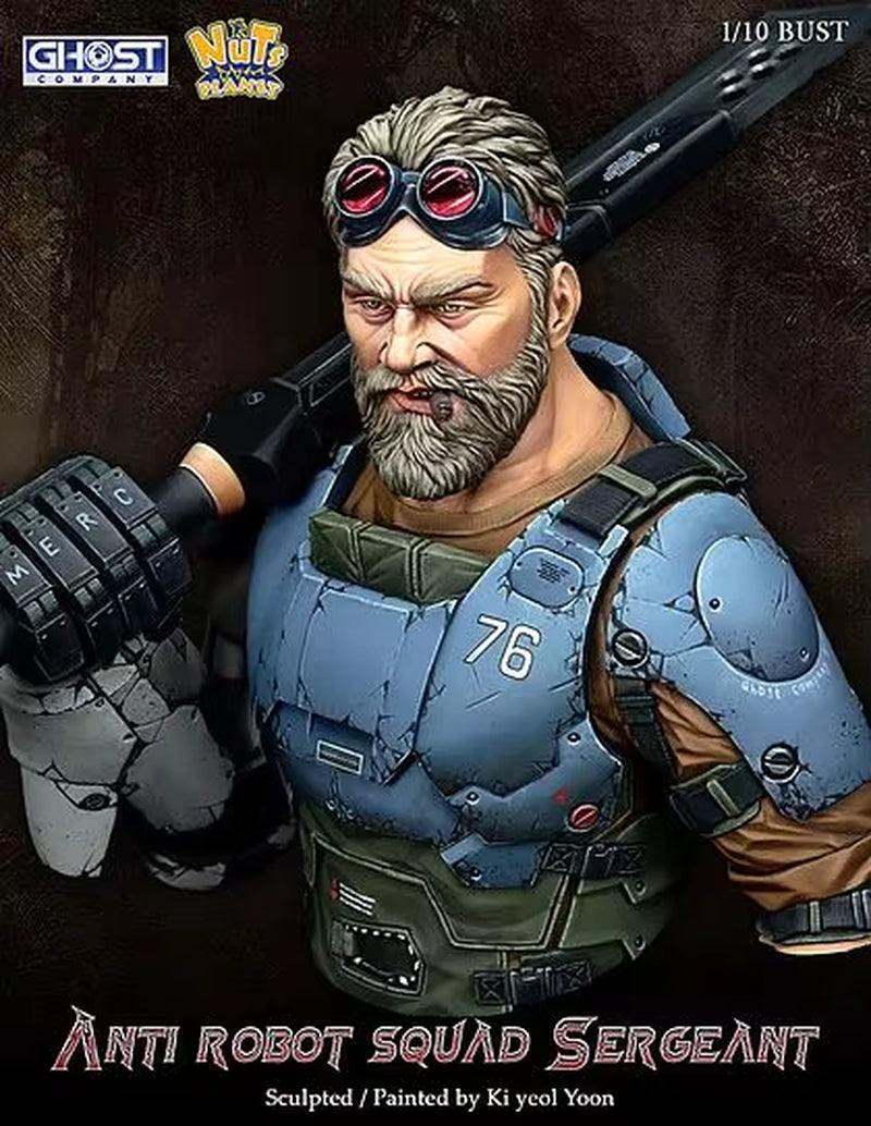 Sci-Fi Soldier Sergeant with Goggles 1/10 Resin Bust Kit - resin model view 2