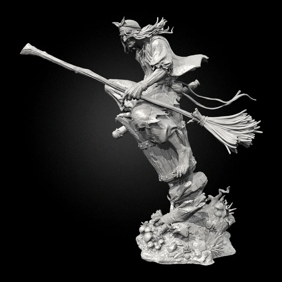 Fantasy Hag Witch with Staff 65mm Resin Figure Kit - resin model view 4