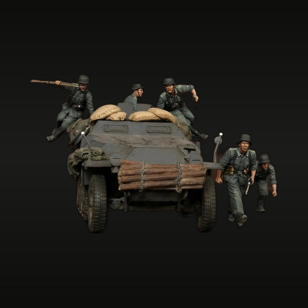 WWII German Halftrack Crew 6-Figure Diorama 1/35 Resin Kit