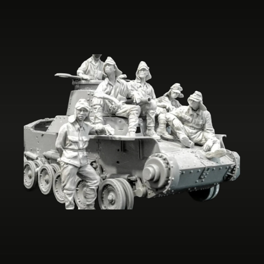 WWII Japanese Type 95 Tank Crew & Infantry 6-Figure Diorama 1/35 Resin Kit - unpainted resin model kit