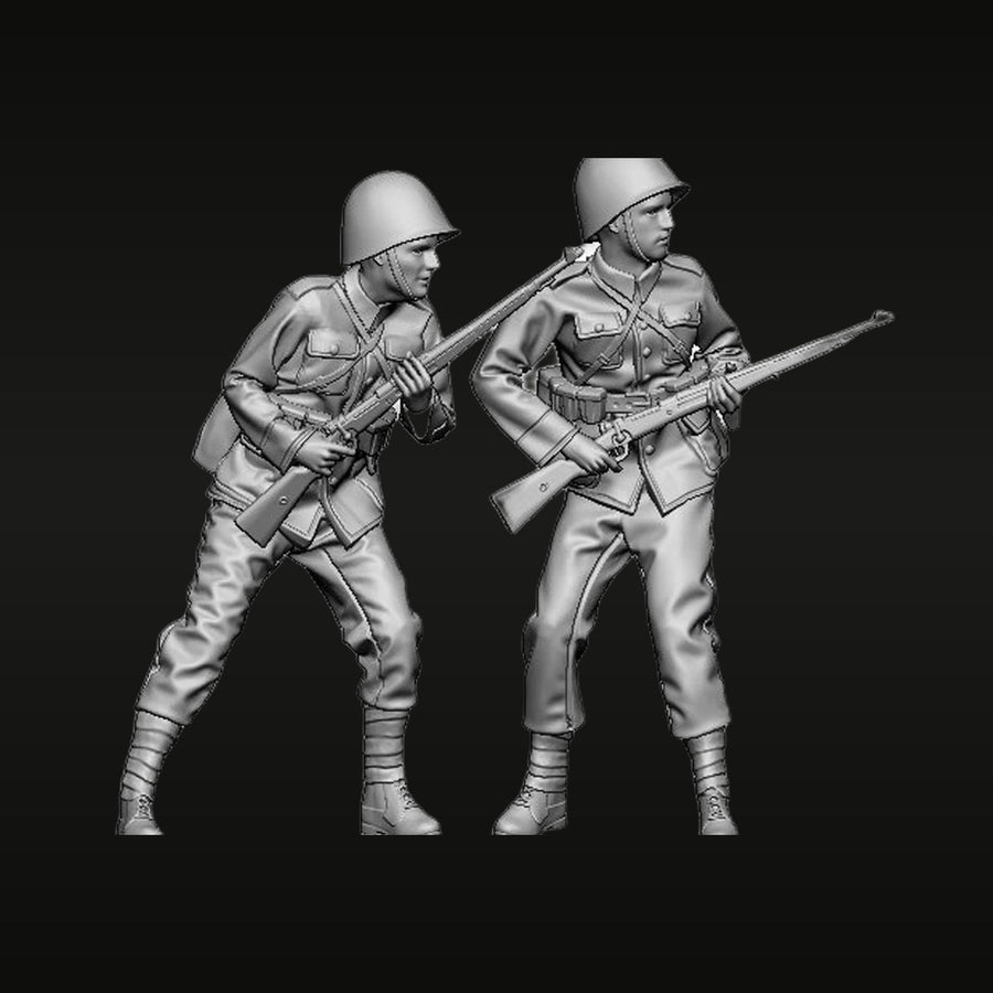 WWI British Soldiers with Rifles and Bayonets 1/35 Resin Figure Kit - unpainted resin model kit