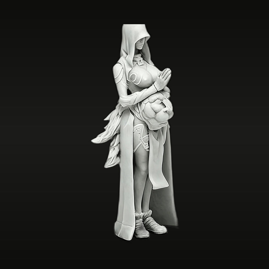 Fantasy Female Witch with Skull 40mm Resin Figure Kit - unpainted resin model kit