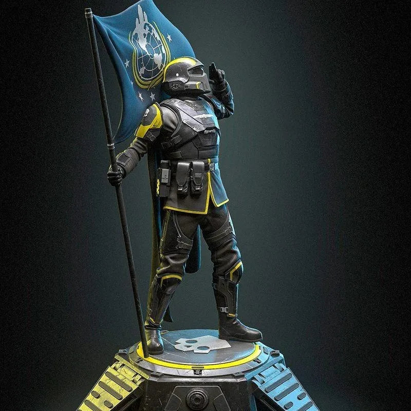Sci-Fi Armored Soldier with Planetary Globe 1/24 Resin Bust Kit - resin model view 2