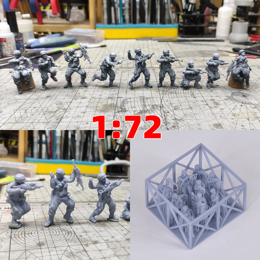 United States Modern Army Soldier Team Military Man Stand Set Assembly Scale Set Static Plastic Military Model Kit 9 Pcs 1/72