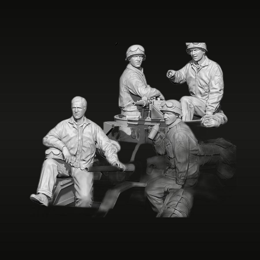 WWII US Army M8 Armored Car Crew Set 1/35 Resin Figure Kit - unpainted resin model kit