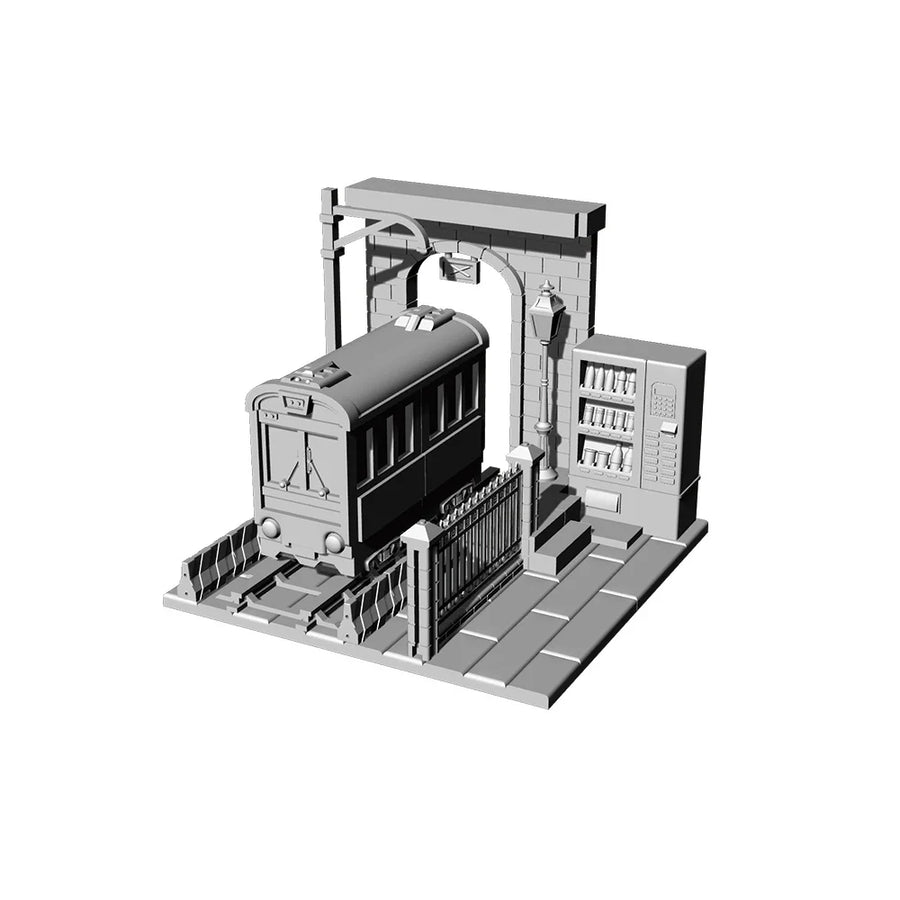 Industrial Railway Station with Passenger Coach 1/87 Resin Diorama Kit - resin model view 2